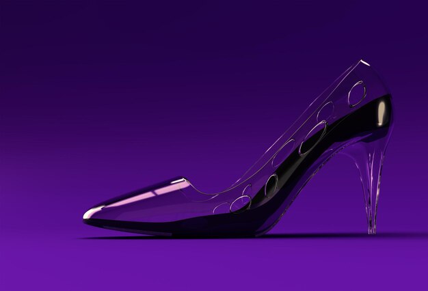 3D renderizar sapatos femininos clássicos elegantes em altas colinas em um fundo de cor