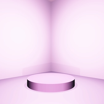 3d sala vazia rosa com pódio de exibição