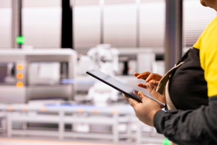 Foto grátis 40 indústria engenheiro atualizando sistemas de automação robótica