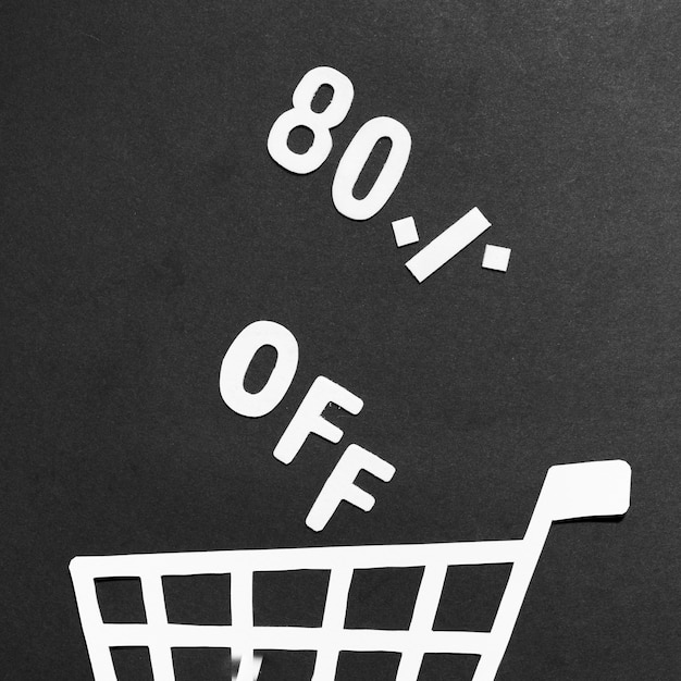 80% de venda e carrinho de compras de papel