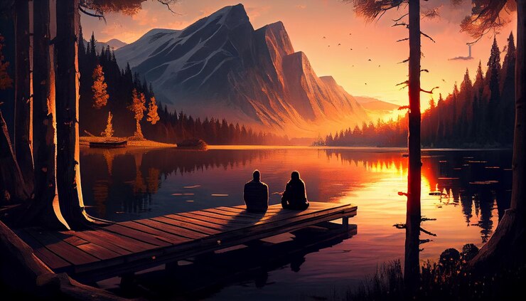 Foto grátis a beleza da natureza refletida na ia geradora de cena ao ar livre tranquila