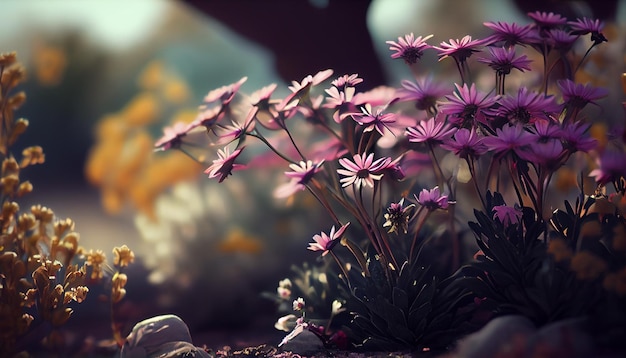 A beleza floral da natureza em uma IA geradora de prados vibrantes