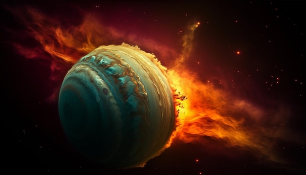 Foto grátis a bola da via láctea acelera através da galáxia deixando um impacto de fogo gerado pela ia
