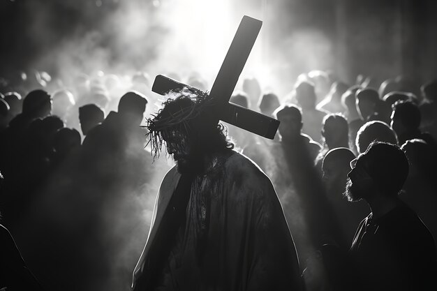 A cena da Boa Sexta-feira com Jesus Cristo.