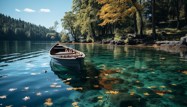 Foto grátis a cena tranquila da floresta de outono reflete a beleza da natureza gerada pela inteligência artificial