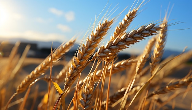 Foto grátis a colheita dourada da agricultura pinta a beleza da natureza em paisagens rurais geradas por inteligência artificial