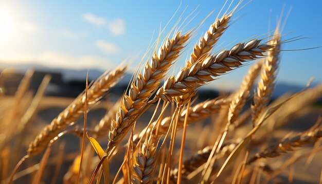 A colheita dourada da agricultura pinta a beleza da natureza em paisagens rurais geradas por inteligência artificial