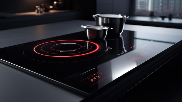 Foto grátis a cozinha brilha com o seu novo fogão de indução elegante