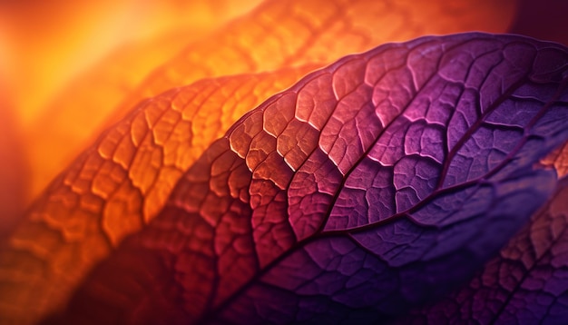 A folha de outono vibrante mostra a beleza orgânica da natureza gerada pela IA