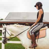 Foto grátis a garota monta um cavalo