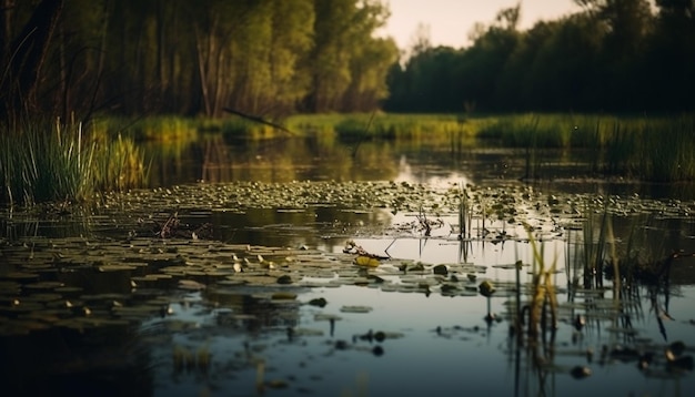 Foto grátis a lagoa tranquila reflete a beleza da natureza gerada pela ia