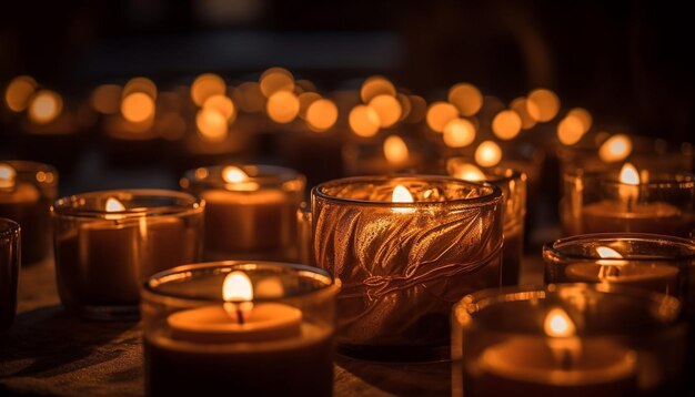 A luz das velas brilha em uma celebração tranquila da espiritualidade gerada pela IA