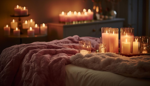 Foto grátis a luz de velas ilumina um quarto aconchegante, criando um ambiente tranquilo de férias de inverno gerado por ia