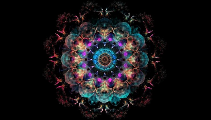 Foto grátis a mandala moderna brilhante simboliza a espiritualidade no espaço gerada pela ia