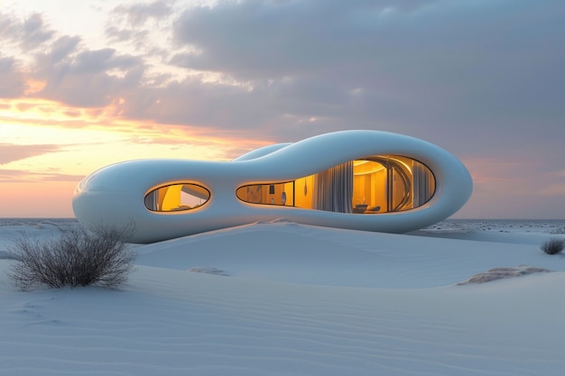 Foto grátis a mistura de edifícios futuristas com a paisagem do deserto.