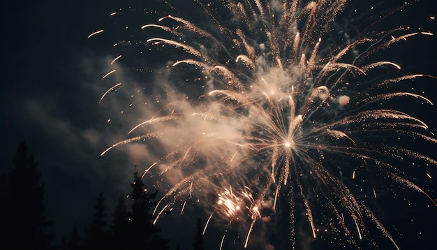 Foto grátis a noite explode com cores vibrantes de fogos de artifício geradas por ia