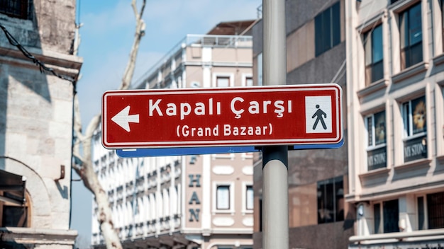 A placa de rua do grande bazar em istambul, turquia