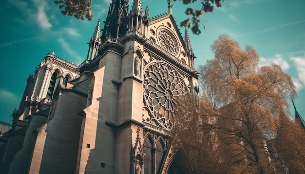 Foto grátis a torre da capela gótica simboliza a cultura francesa antiga gerada pela ia