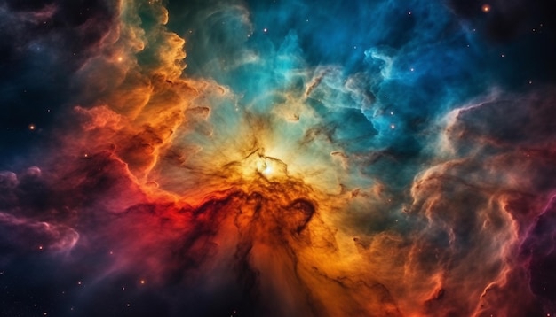 A Via Láctea ilumina um céu multicolorido vibrante, um padrão de pano de fundo celestial gerado por IA
