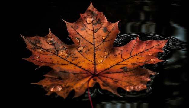 Foto grátis a vibrante folha de bordo do outono reflete na ia geradora de água