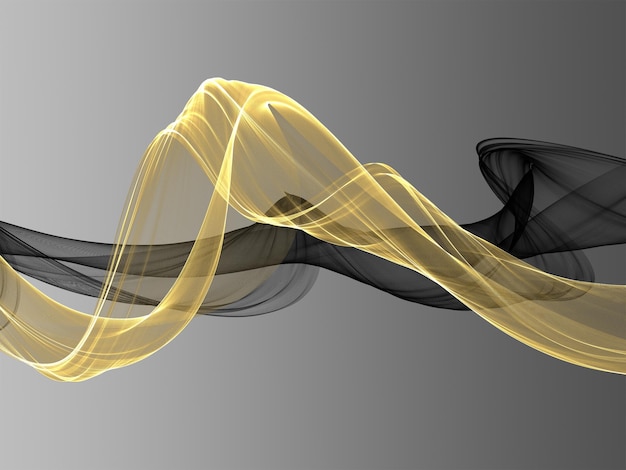Abstrato com ondas fluindo em preto e dourado