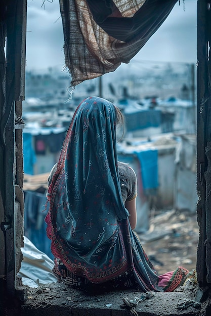 Foto grátis acampamento de refugiados fotorrealista