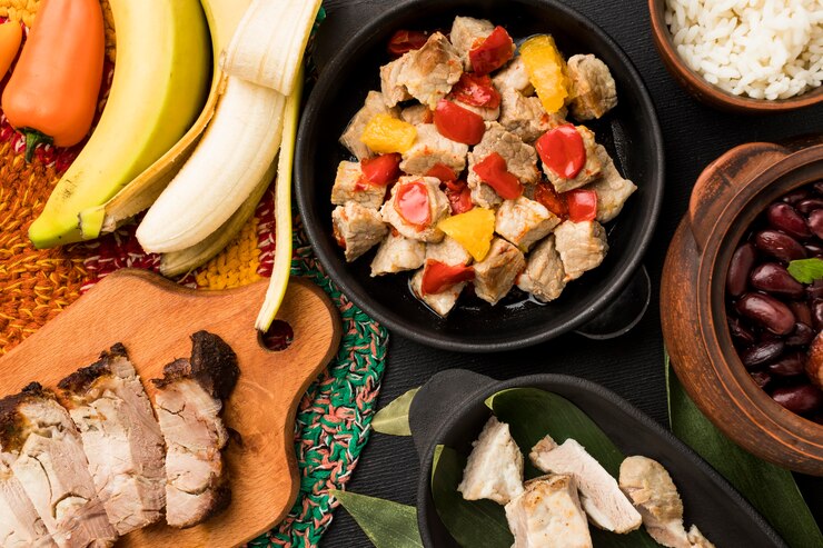 Foto grátis acima veja variedade de comida brasileira