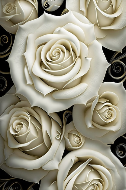 Acima vista fundo de rosas brancas