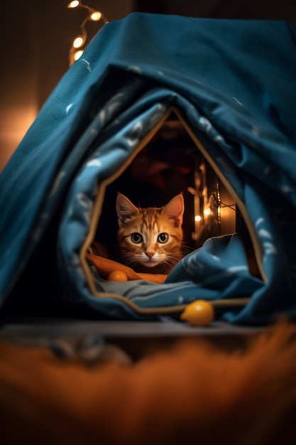 Adorável gato relaxante dentro de casa