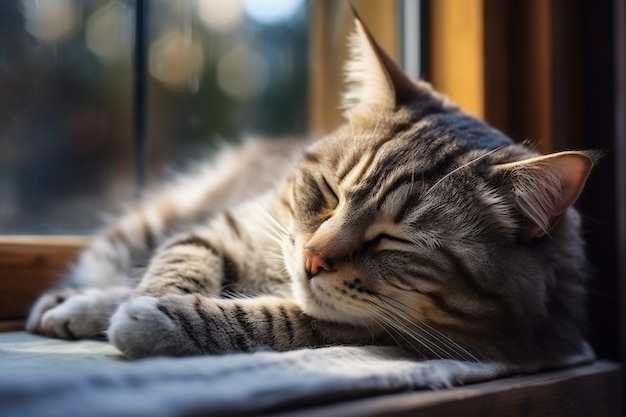 Foto grátis adorável gato relaxante dentro de casa