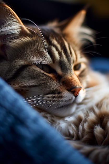 Adorável gato relaxante dentro de casa