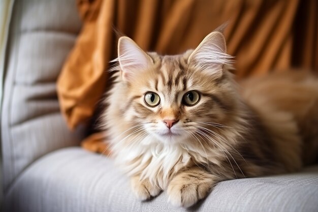 Adorável gato relaxante dentro de casa