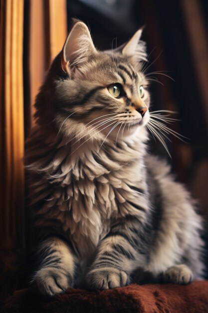 Adorável gato relaxante dentro de casa