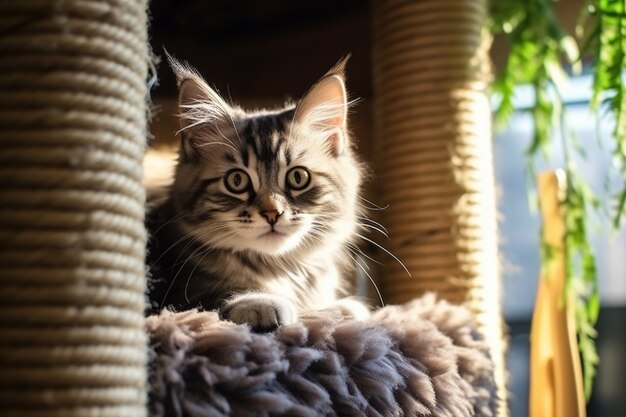 Adorável gato relaxante dentro de casa