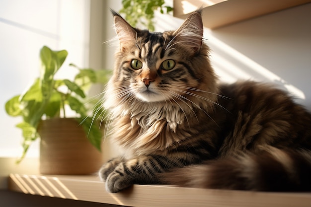 Foto grátis adorável gato relaxante dentro de casa