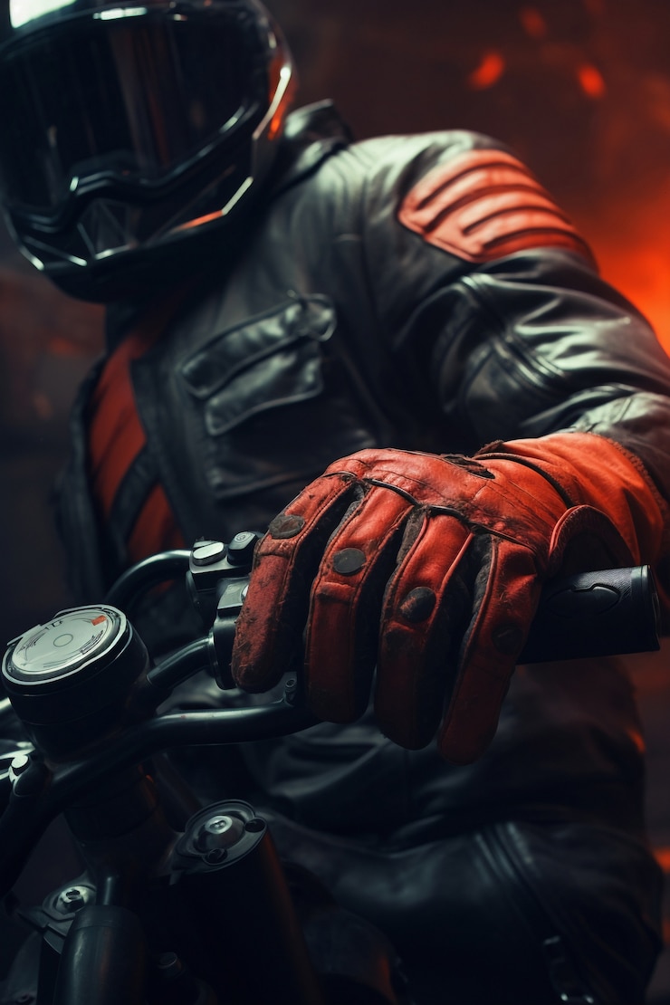 Foto grátis adulto de ângulo baixo com equipamento andando de motocicleta