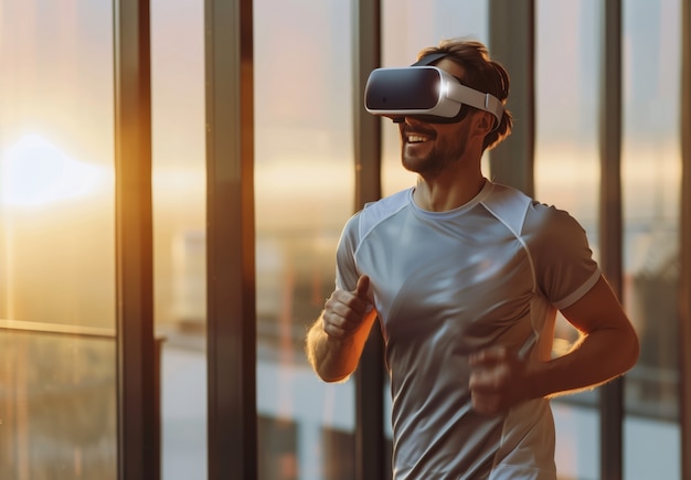 Foto grátis adultos fazendo fitness através da realidade virtual