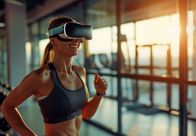 Foto grátis adultos fazendo fitness através da realidade virtual