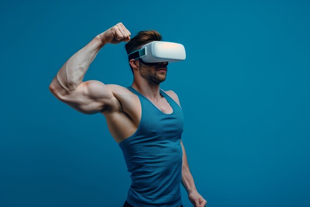 Adultos fazendo fitness através da realidade virtual