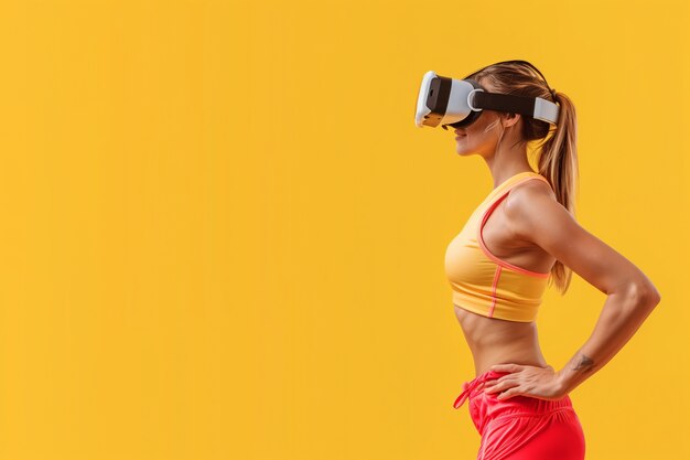 Adultos fazendo fitness através da realidade virtual