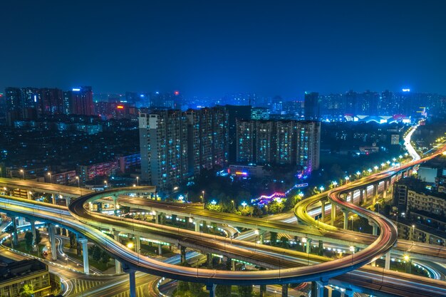 Aéreo, vista, Chengdu, viaduto