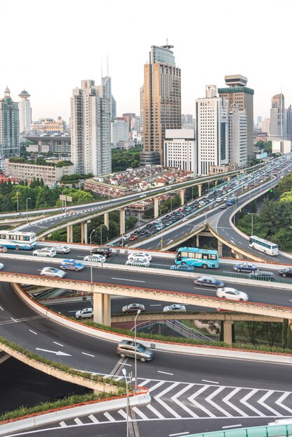 Aéreo, vista, Shanghai, viaduto