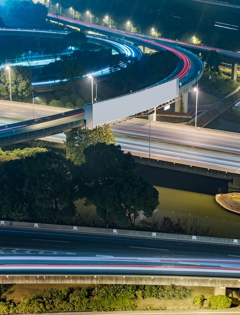 Aéreo, vista, suzhou, viaduto, noturna