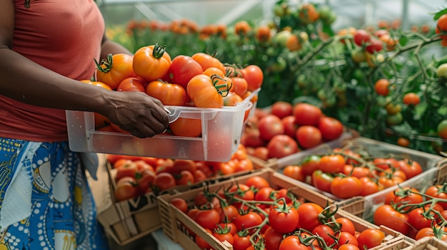 Foto grátis african woman harvesting  vegetables