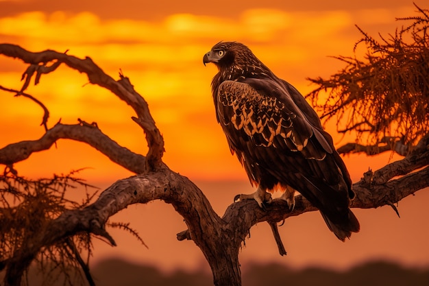 Foto grátis Águia em pé na árvore