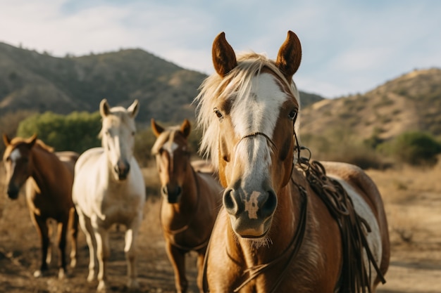 Foto grátis ai gerou uma imagem de cavalos