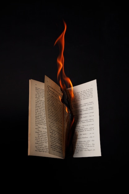 Foto grátis ainda vida de papel queimado com chamas