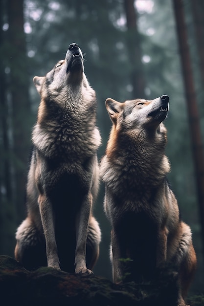 Foto grátis alcateia de lobos em ambiente natural