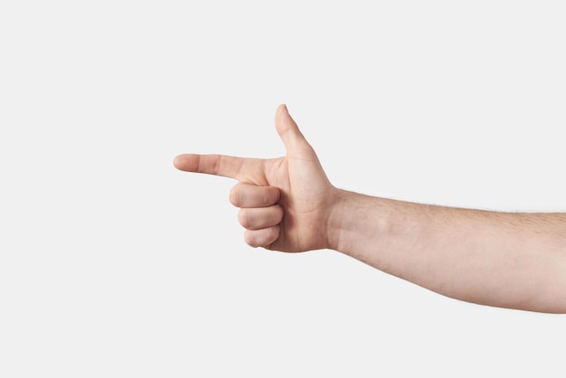 Foto grátis alfabeto l do dedo asl da mão masculina