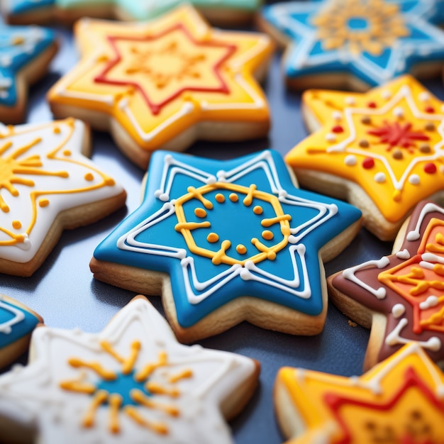 Foto grátis alimentos deliciosos preparados para a celebração judaica de hanukkah